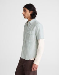 Short-Sleeve Single-Pocket Shirt in Allday Oxford STRIPE