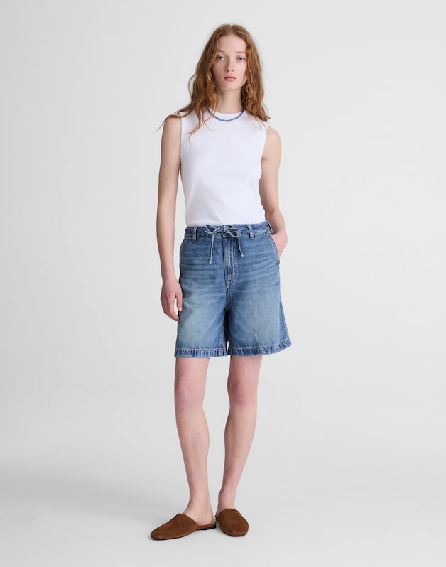The Drawstring Short in Airy Denim PICKETT WASH