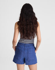 The Zoe Short in 100% Linen INDIGO CHAMBRAY