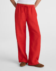 Pull-On Pants in 100% Linen WILD POPPY