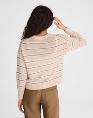 Drop-Shoulder Sweater in 100% Linen HTHR OAT MULTI STRIPE