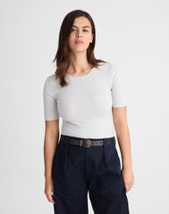 The 9-9 Tee in LuxeRib HTHR SLATE