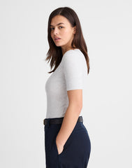 The 9-9 Tee in LuxeRib HTHR SLATE