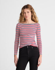 The '90s Boatneck Tee in Compact Cotton DEEP CRIMSON
