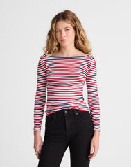 The '90s Boatneck Tee in Compact Cotton DEEP CRIMSON