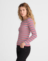 The '90s Boatneck Tee in Compact Cotton DEEP CRIMSON