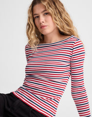 The '90s Boatneck Tee in Compact Cotton DEEP CRIMSON