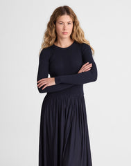 Ribbed Scoopneck Midi Dress CLASSIC NAVY