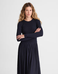 Ribbed Scoopneck Midi Dress CLASSIC NAVY