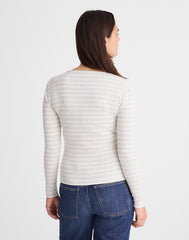 The 9-9 V-Neck Long-Sleeve Tee in LuxeRib HTHR SLATE