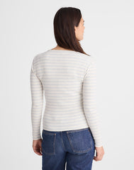 The 9-9 V-Neck Long-Sleeve Tee in LuxeRib HTHR SLATE