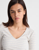 The 9-9 V-Neck Long-Sleeve Tee in LuxeRib HTHR SLATE