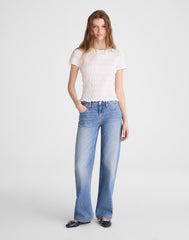 Smocked Short-Sleeve Top WHITE