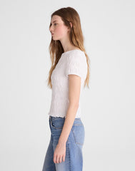 Smocked Short-Sleeve Top WHITE