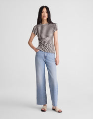 Asymmetric Ruched Tee in Allday Jersey PELICAN GREEN