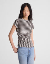 Asymmetric Ruched Tee in Allday Jersey PELICAN GREEN