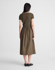 Smocked Boatneck Midi Dress FADED IVY