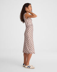 Cap-Sleeve Ruched Midi Dress SPICED BROWN