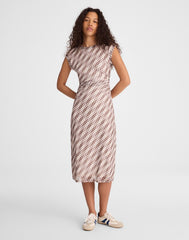 Cap-Sleeve Ruched Midi Dress SPICED BROWN