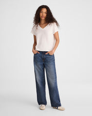 The Relaxed V-Neck Tee in Vintage Jersey WHITE
