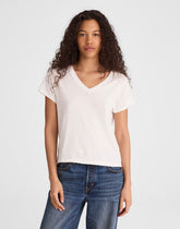 The Relaxed V-Neck Tee in Vintage Jersey WHITE