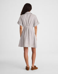 The Perry Mini Shirtdress in 100% Linen BLACK WHITE MINI STRIPE