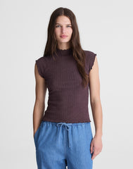 Smocked Mockneck Tank CHOCOLATE PLUM