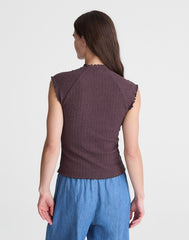 Smocked Mockneck Tank CHOCOLATE PLUM