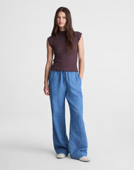 Smocked Mockneck Tank CHOCOLATE PLUM