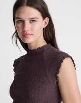 Smocked Mockneck Tank CHOCOLATE PLUM