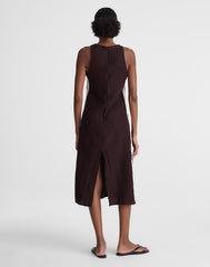 The Elena Midi Dress in 100% Linen COCOA