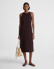 The Elena Midi Dress in 100% Linen COCOA