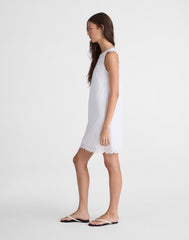 Embroidered Mini Shift Dress in Poplin WHITE