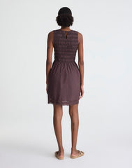The Embroidered Melody Smocked Mini Dress CHOCOLATE PLUM