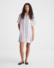 Relaxed Mini Shirtdress in 100% Linen WHITE