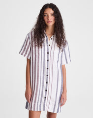 Relaxed Mini Shirtdress in 100% Linen WHITE
