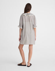 The Blaire Mini Dress BLACK AND IVORY MICRO STRIPE