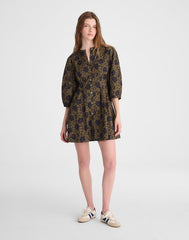 Sculptural-Sleeve Pleated Mini Dress CHATEAU OLIVE