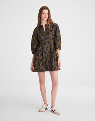 Sculptural-Sleeve Pleated Mini Dress CHATEAU OLIVE