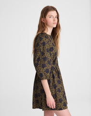 Sculptural-Sleeve Pleated Mini Dress CHATEAU OLIVE