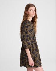 Sculptural-Sleeve Pleated Mini Dress CHATEAU OLIVE