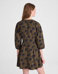 Sculptural-Sleeve Pleated Mini Dress CHATEAU OLIVE