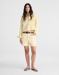 Straight-Hem Shirt in Linen-Cotton Blend CANDLELIGHT