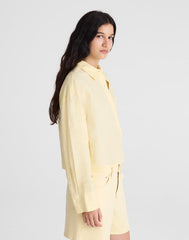 Straight-Hem Shirt in Linen-Cotton Blend CANDLELIGHT