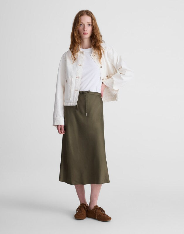 Drawstring Midi Skirt FADED IVY
