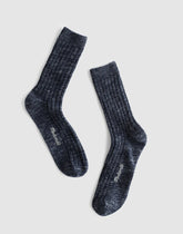 Ribbed Crew Socks in Cotton NAVY HEATHER