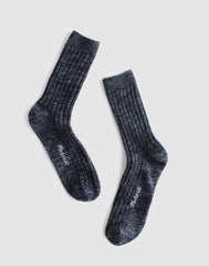 Ribbed Crew Socks in Cotton NAVY HEATHER
