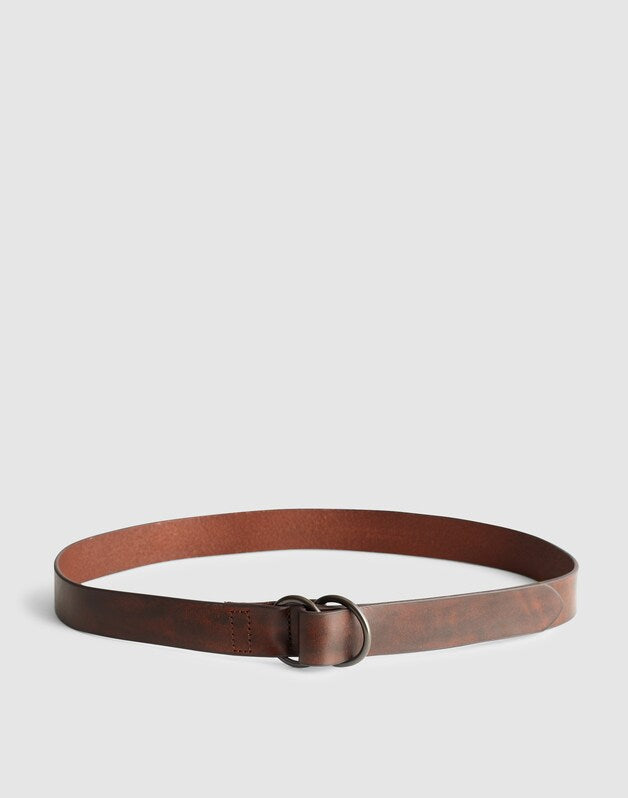 O-Ring Leather Belt CHERRY WOOD