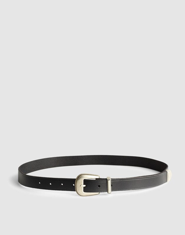 Western Leather Belt TRUE BLACK