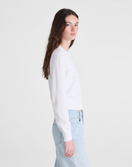 Button-Front Cardigan in 100% Cotton WHITE
